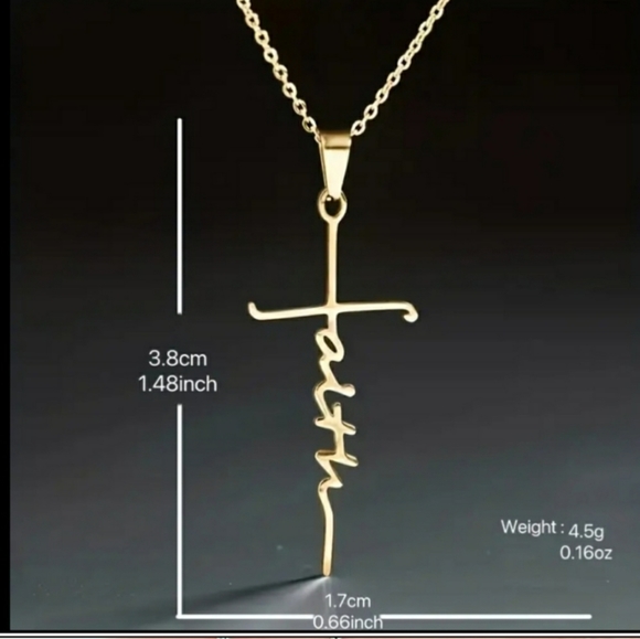 Faith Silvertone Pendant Necklace - Picture 3 of 4